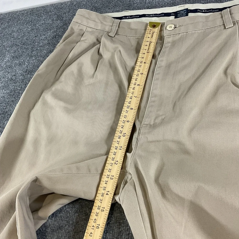 Vintage Polo Ralph Lauren Pleated Chino Pants Mens 40x30 Khaki Classic Fit VTG